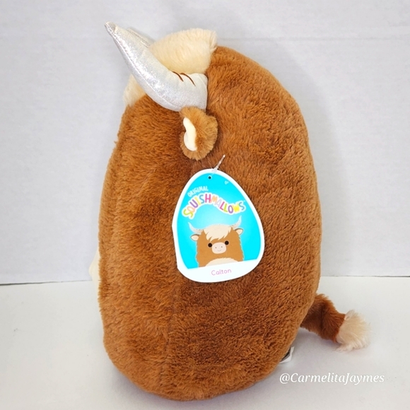 CALTON 🐂 Brown Fuzzy Highland Cow Original Squishmallow By Kellytoy ☆ NWT ☆ - Picture 2 of 9